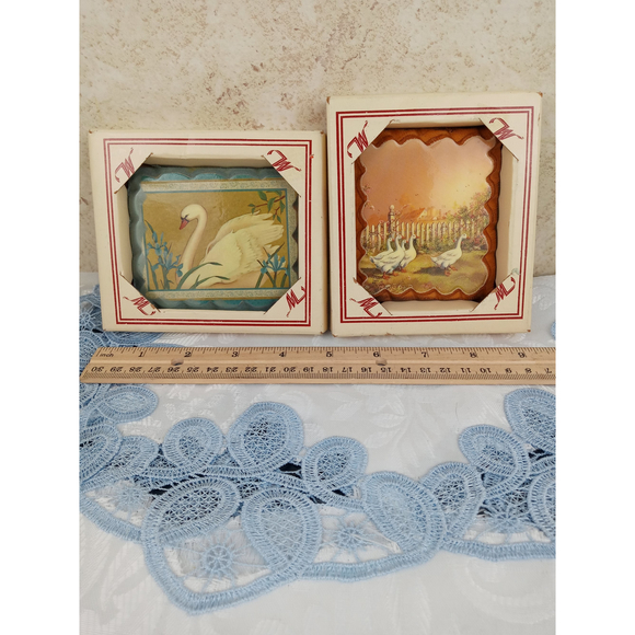 Wintermute Industries Inc Rustic Wood Plaques 4x3" - Swan & Geese Set of 2 NOS - Picture 9 of 9